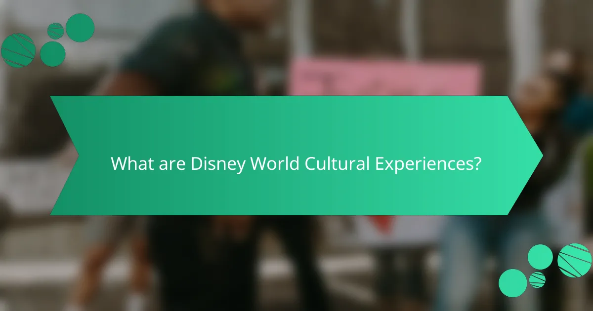 What are Disney World Cultural Experiences?