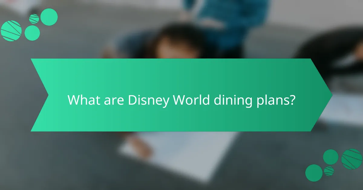 What are Disney World dining plans?