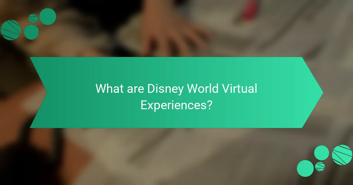 What are Disney World Virtual Experiences?