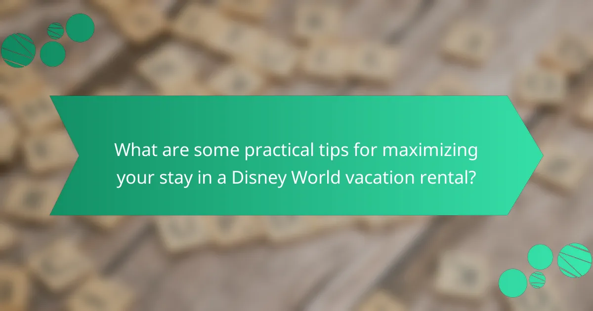 What are some practical tips for maximizing your stay in a Disney World vacation rental?