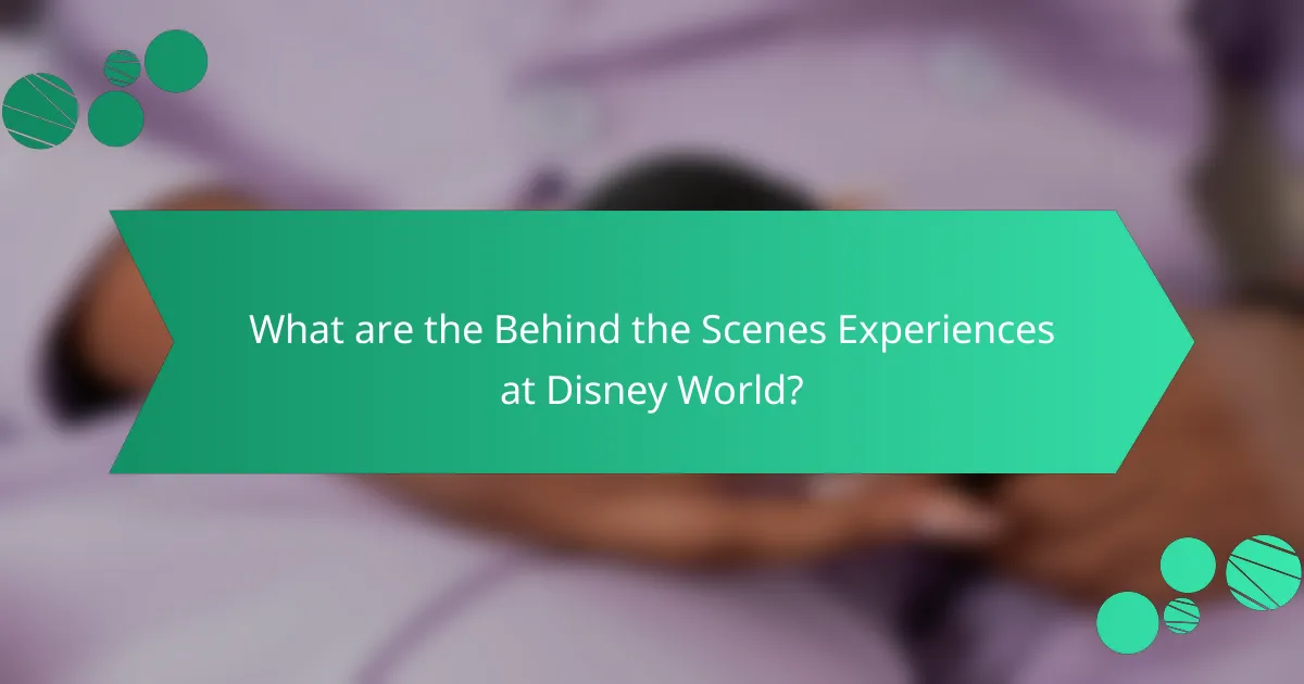 What are the Behind the Scenes Experiences at Disney World?