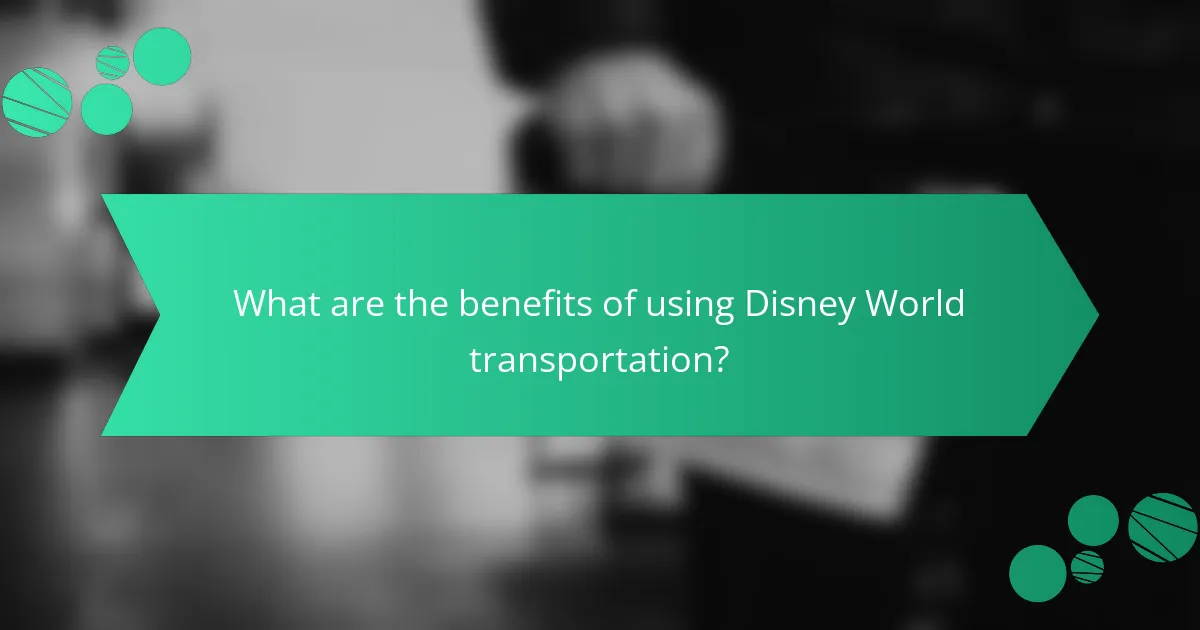 What are the benefits of using Disney World transportation?