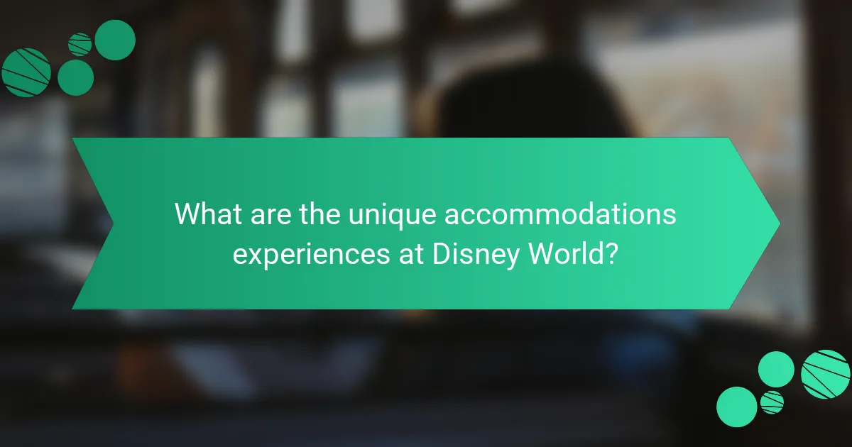 What are the unique accommodations experiences at Disney World?
