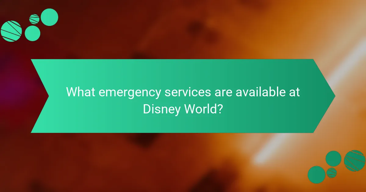 What emergency services are available at Disney World?
