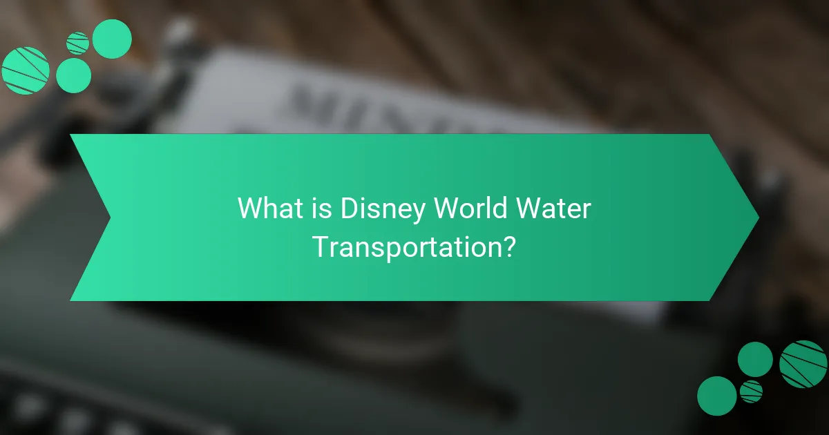 What is Disney World Water Transportation?