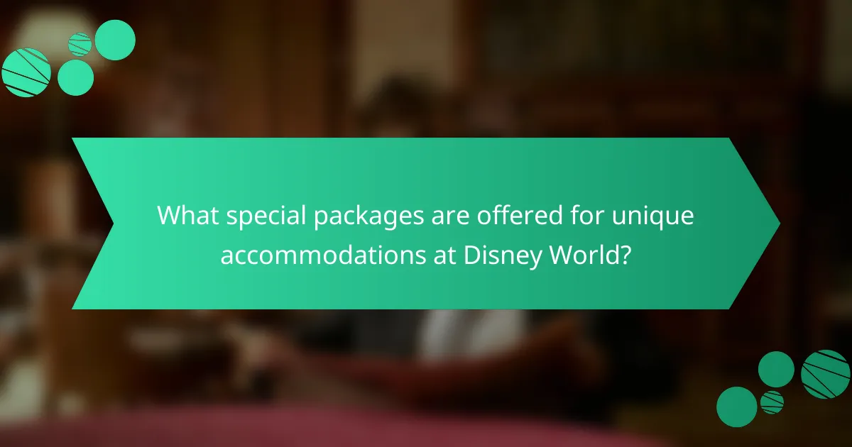 What special packages are offered for unique accommodations at Disney World?