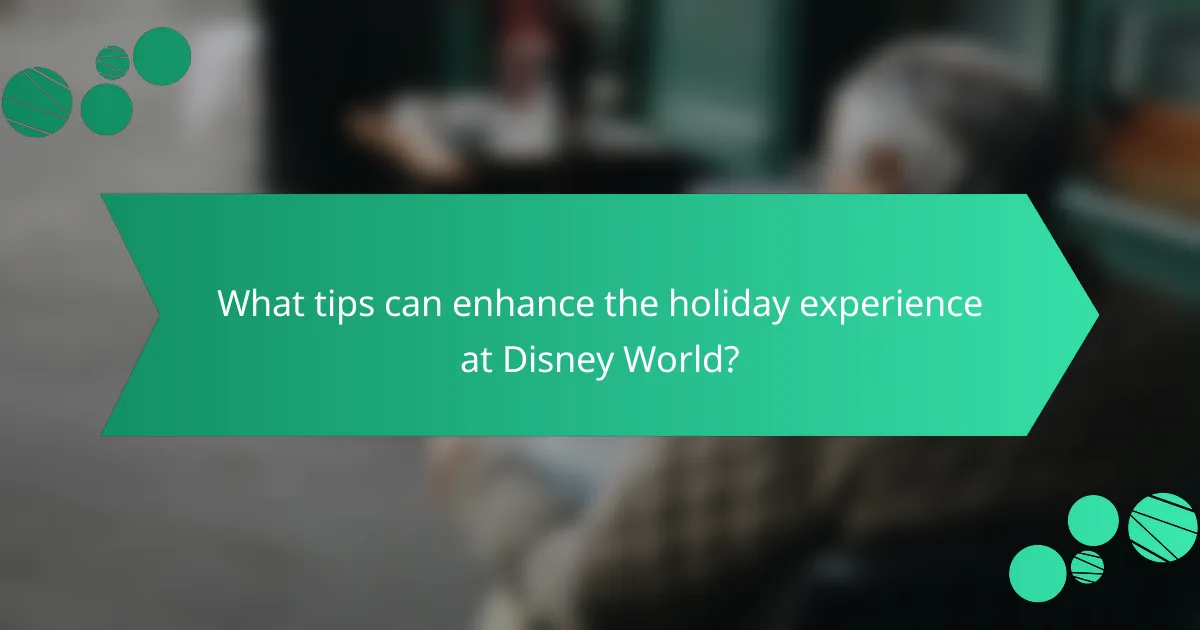 What tips can enhance the holiday experience at Disney World?